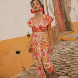 Maxi Jurk met Off-Shoulder Halslijn en Print