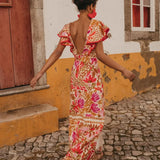 Maxi Jurk met Off-Shoulder Halslijn en Print