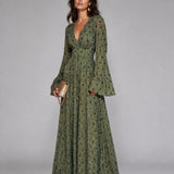 Maxi Jurk met Bloemenprint en V-Hals