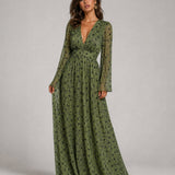 Maxi Jurk met Bloemenprint en V-Hals
