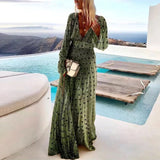 Maxi Jurk met Bloemenprint en V-Hals