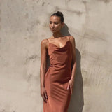 Dames Maxi Jurk met Gedrapeerde Halslijn