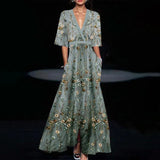 Maxi Jurk met Bloemenprint en V-Hals