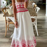 Maxi Jurk met Borduurdetails en Smocklijfje