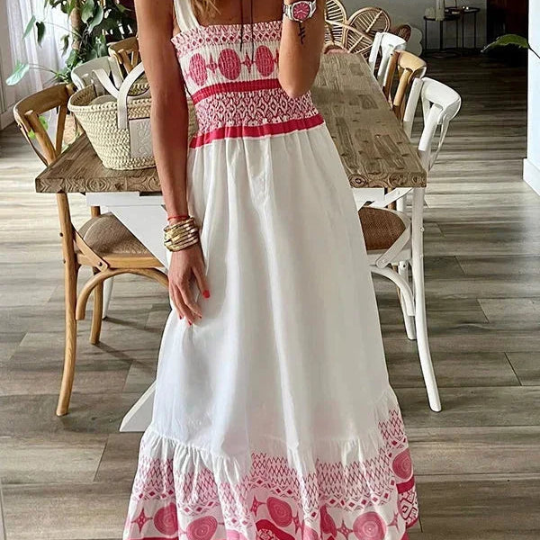 Maxi Jurk met Borduurdetails en Smocklijfje