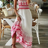 Maxi Jurk met Borduurdetails en Smocklijfje