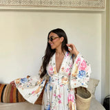 Bloemenprint Kimono met Bijpassende Maxi Jurk