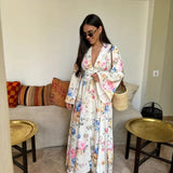Bloemenprint Kimono met Bijpassende Maxi Jurk