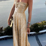 Dames Strapless Glitter Maxi Jurk