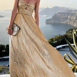 Dames Strapless Glitter Maxi Jurk