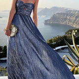 Dames Strapless Glitter Maxi Jurk