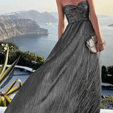 Dames Strapless Glitter Maxi Jurk