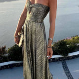 Dames Strapless Glitter Maxi Jurk