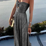 Dames Strapless Glitter Maxi Jurk