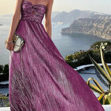 Dames Strapless Glitter Maxi Jurk