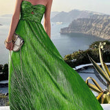Dames Strapless Glitter Maxi Jurk