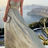 Dames Strapless Glitter Maxi Jurk