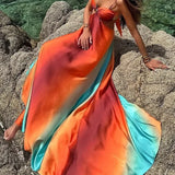 Dames Strapless Maxi Jurk met Verloopprint