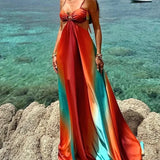 Dames Strapless Maxi Jurk met Verloopprint
