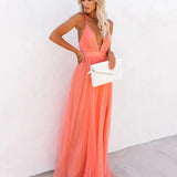 Dames Maxi Jurk met Open Rug en Spaghettibandjes