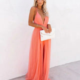Dames Maxi Jurk met Open Rug en Spaghettibandjes
