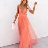 Dames Maxi Jurk met Open Rug en Spaghettibandjes