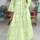 Dames Maxi Jurk met Kant en V-hals