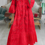 Dames Maxi Jurk met Kant en V-hals