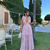 Dames Maxi Jurk met Bloemenprint en V-hals