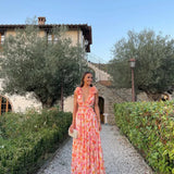 Dames Maxi Jurk met Bloemenprint en V-hals