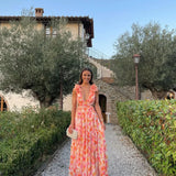 Dames Maxi Jurk met Bloemenprint en V-hals