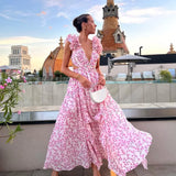Dames Maxi Jurk met Bloemenprint en V-hals