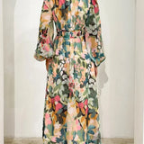 Maxi Jurk met Bloemenprint en Overslag V-Hals