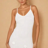 Maxi Jurk met Ronde Hals en Bloemapplicaties