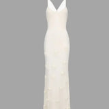 Maxi Jurk met Ronde Hals en Bloemapplicaties