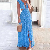 Maxi Jurk met V-Hals en Bloemenprint