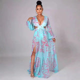 Maxi Jurk met Bloemenprint en Volantmouwen