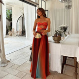 Dames Strapless Maxi Jurk met Split