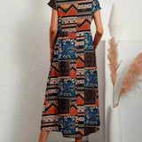 Midi Jurk met Ronde Hals en Bloemenprint