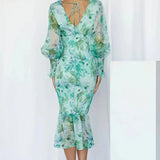 Midi Jurk met Bloemenprint en Volantzoom