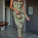 Strapless Midi Jurk met Bloemenprint
