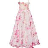 Strapless Midi Jurk met Bloemenprint en Uitlopende Rok
