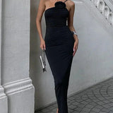 Maxi Jurk met Halterhals en Aansluitend Silhouet