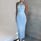 Maxi Jurk met Halterhals en Aansluitend Silhouet