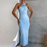 Maxi Jurk met Halterhals en Aansluitend Silhouet