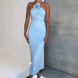 Maxi Jurk met Halterhals en Aansluitend Silhouet