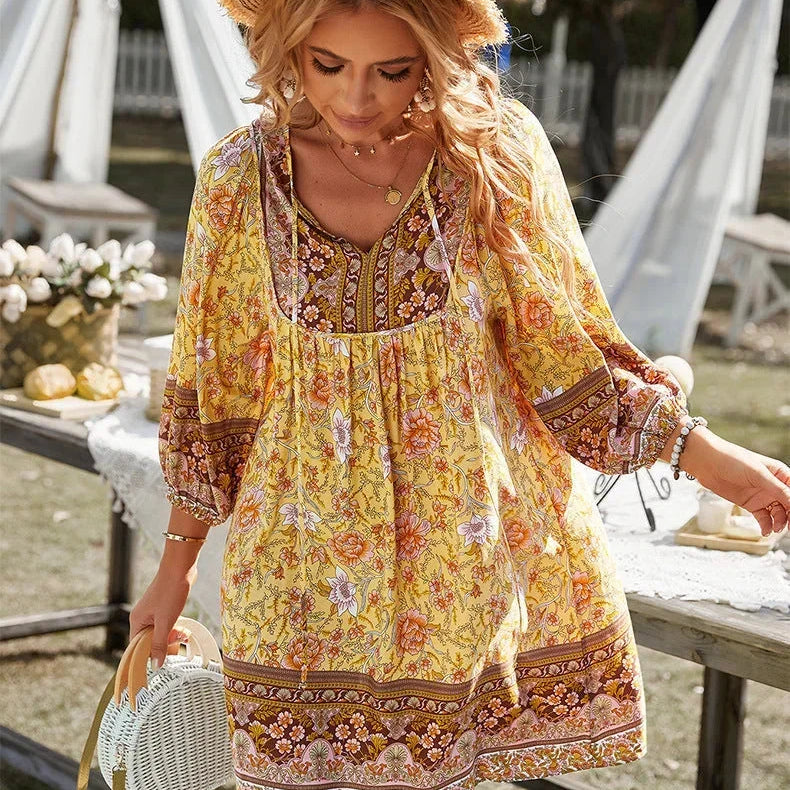 Bohemian Tuniekjurk met Print en V-Hals