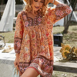 Tuniekjurk met Bohemian Print en V-Hals