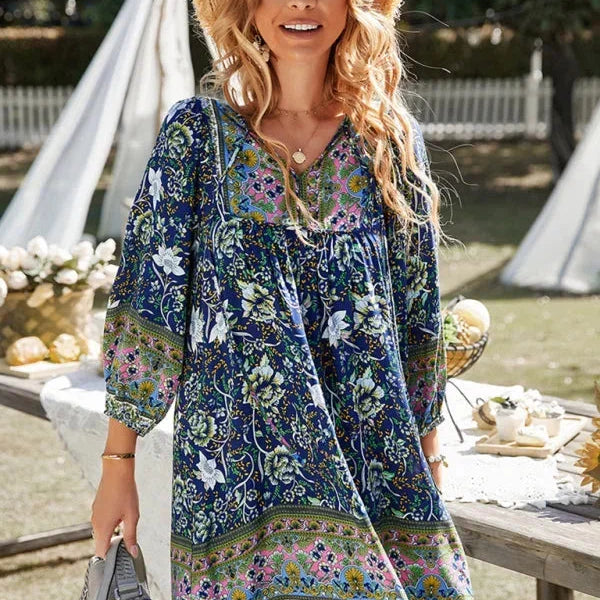Tuniekjurk met Bohemian Print en V-Hals