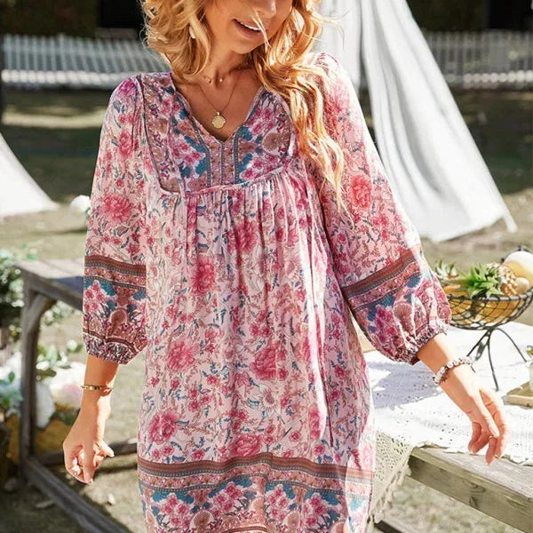 Tuniekjurk met Bohemian Print en V-Hals